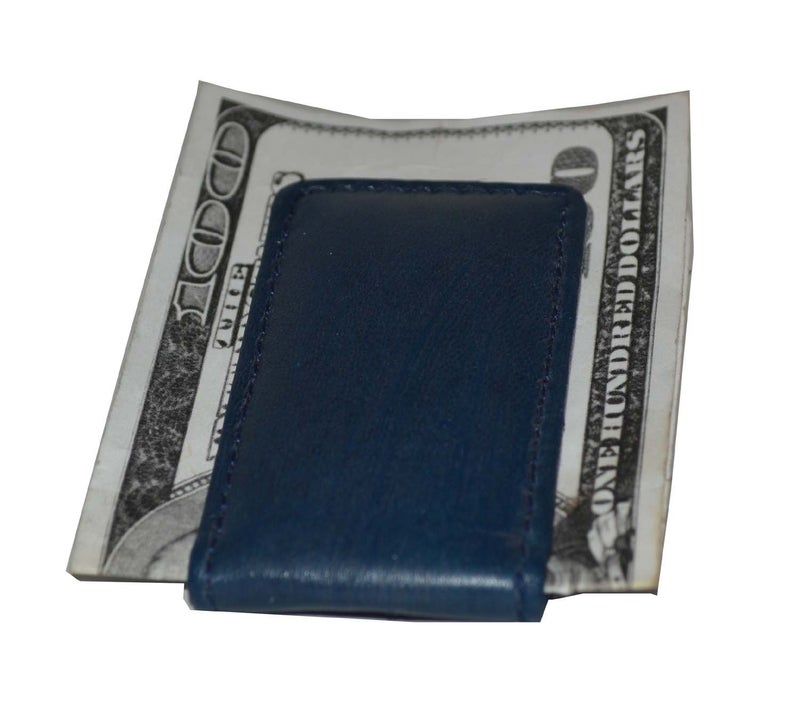 LB LEATHERBOSS Leatherboss Genuine Leather Slim Magnetic Minimalist Bifold Money Clip Cash Holder Wallet, Blue - Image 2